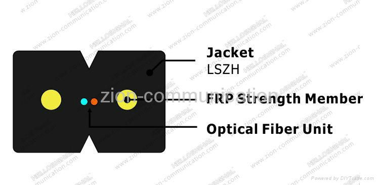 ZION GJXFH-2 Bow Type Drop Cable 2 cores FRP G657A1 fibre optical cable 4