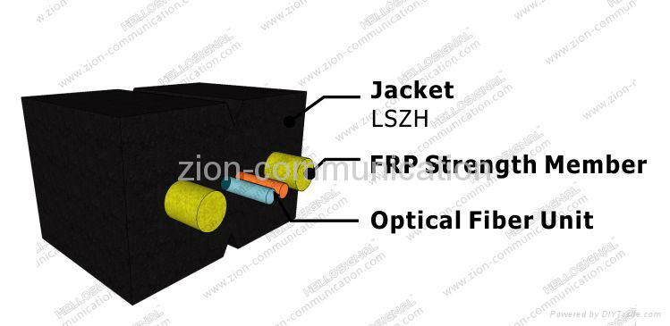 ZION GJXFH-2 Bow Type Drop Cable 2 cores FRP G657A1 fibre optical cable 5