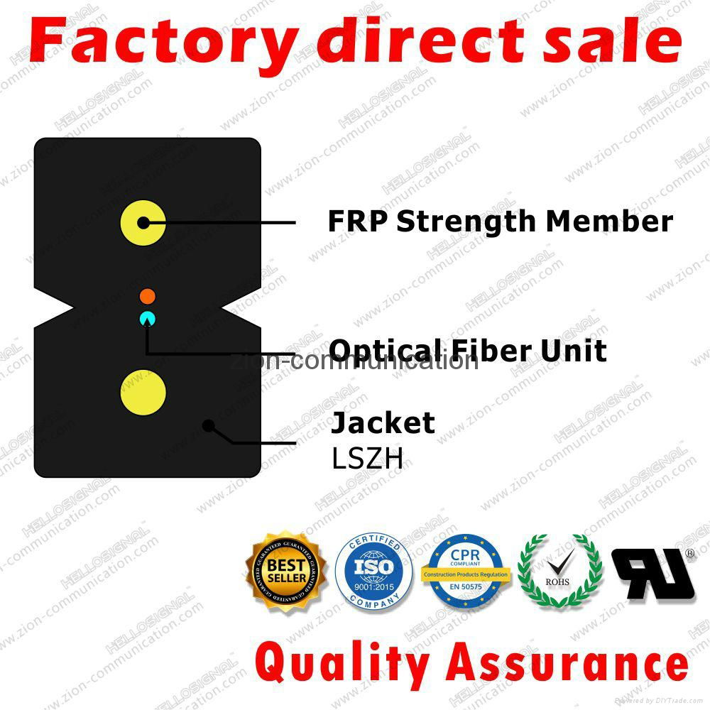 ZION GJXFH-2 Bow Type Drop Cable 2 cores FRP G657A1 fibre optical cable 2