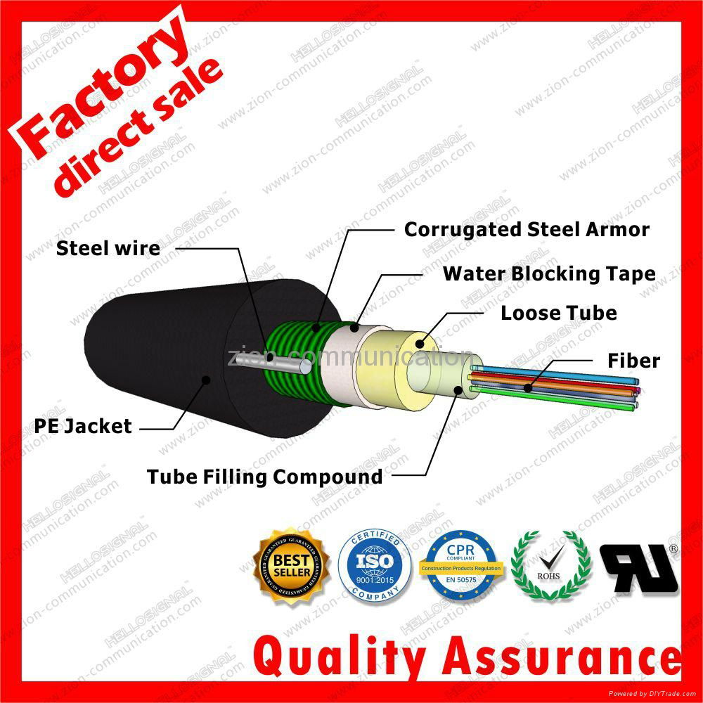 Corrugated Steel Armor Central Loose Tube Drop cable GYXTW 3