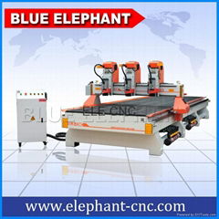 1660 Multi-heads cnc wood cutting machine with 3 heads