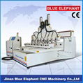 3d Multi head 4 axis cnc router machine