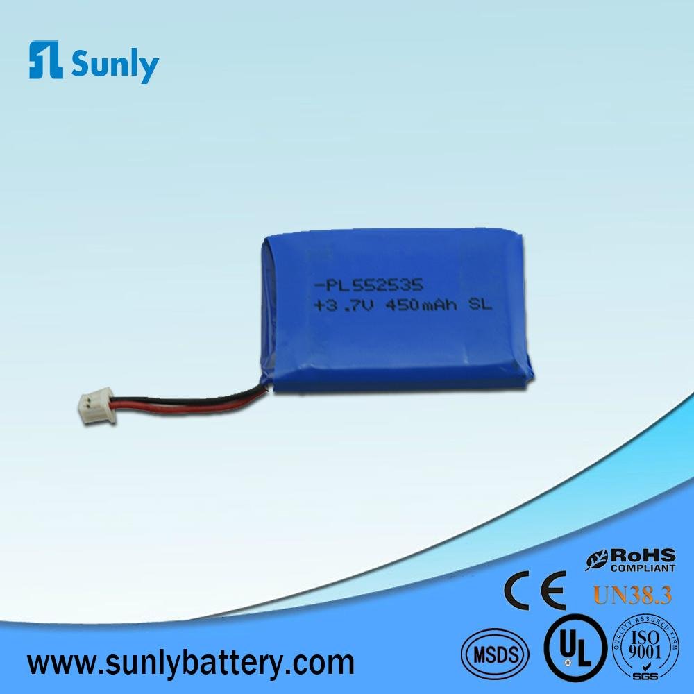 Lipo battery 3.7V 450mAh rechargeable lithium battery for Bluetooth headset 3