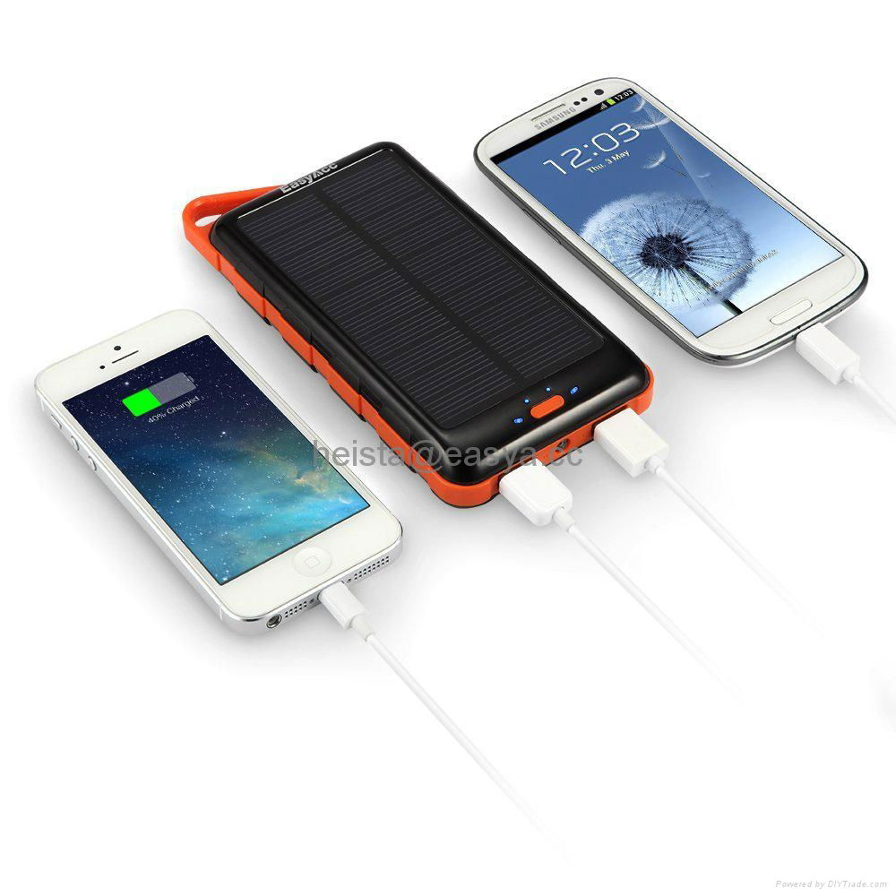 EasyAcc 15000 mAh Solar Panel Power Bank External Battery with Flashlight 