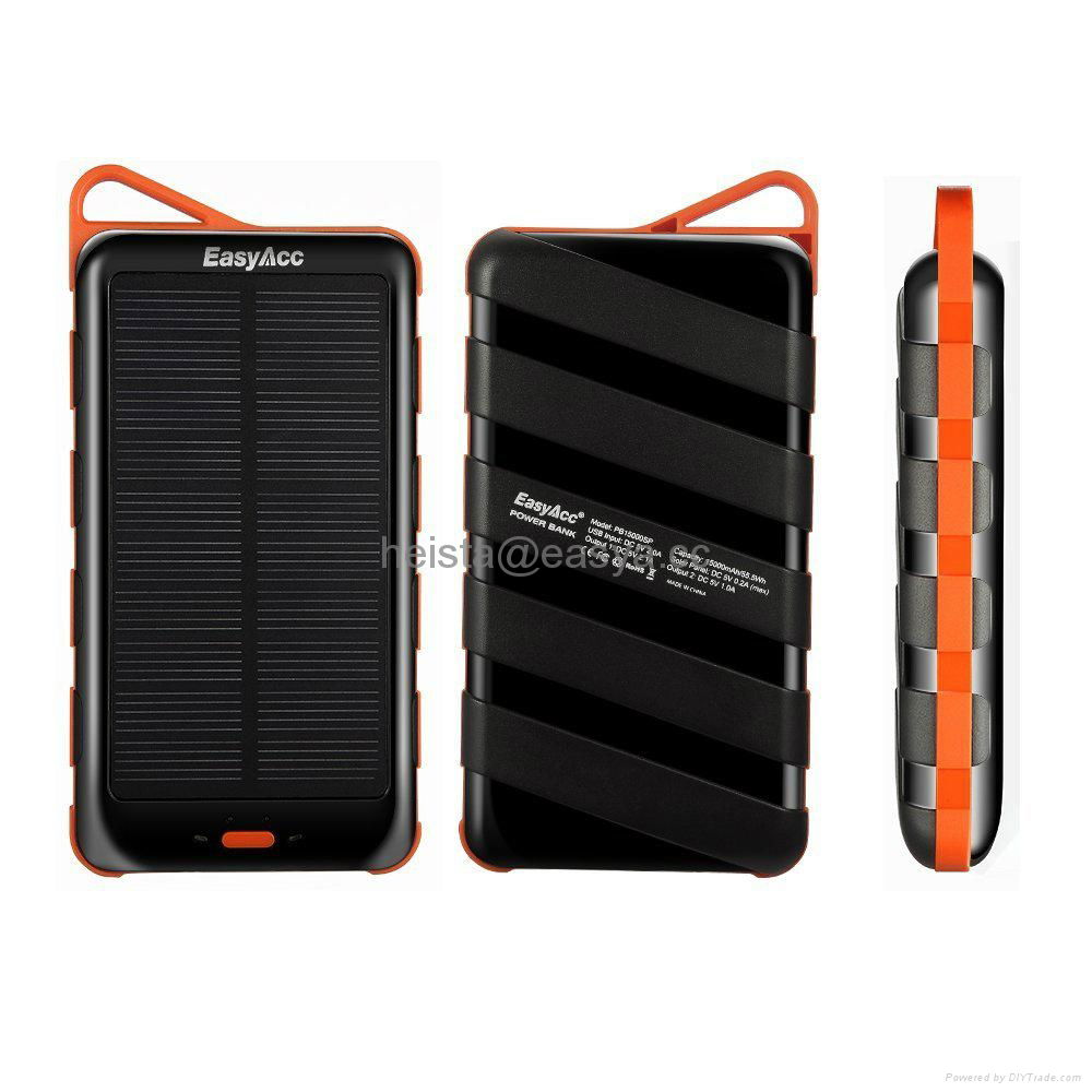 EasyAcc 15000 mAh Solar Panel Power Bank External Battery with Flashlight  4