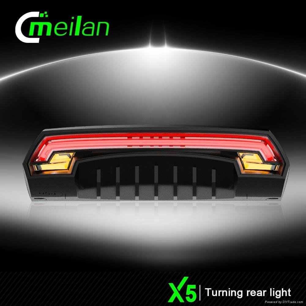 Meilan X5 wireless remore control turn signal bike rear light laser lights