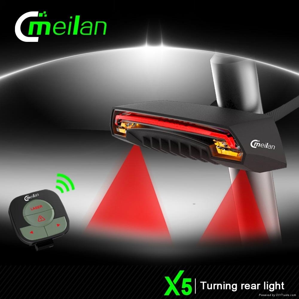 Meilan X5 wireless remore control turn signal bike rear light laser lights 2