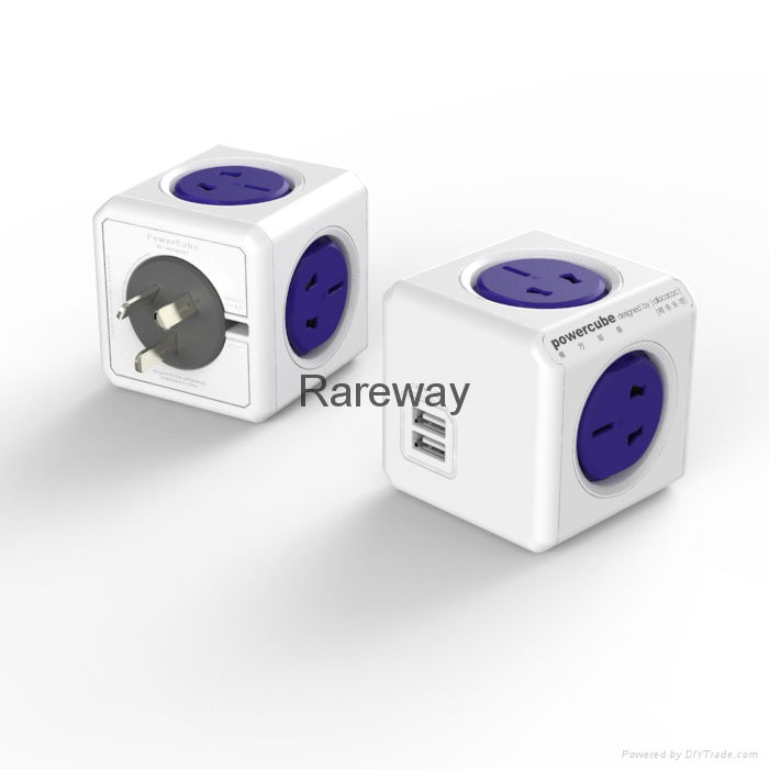 荷蘭阿樂樂可PowerCube魔方模方插座藍色無線USB款 2