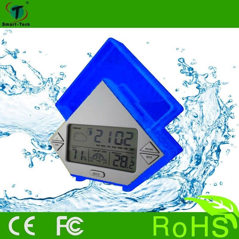 water power weather station alarm clock with thermometer 2
