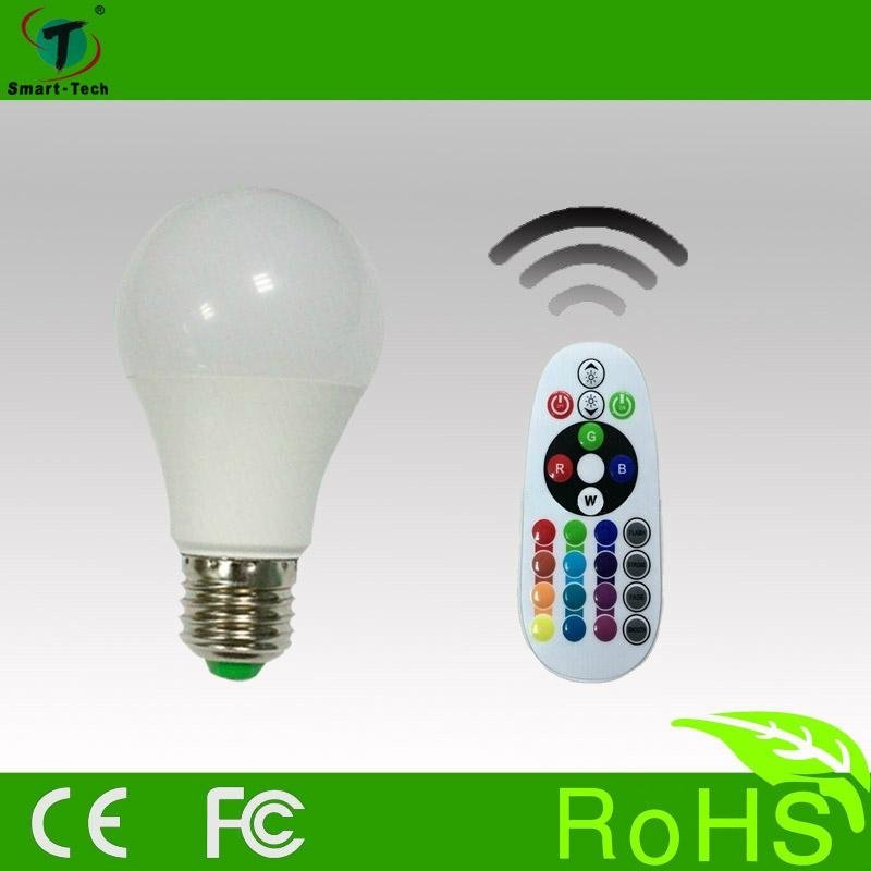 Brightness LED E27 IR remote control rgbw light bulb with full color rotating 4