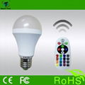 Excellent IR remote control E27 color change rgbw led light bulb with energy sav