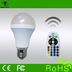 Excellent IR remote control E27 color change rgbw led light bulb with energy sav