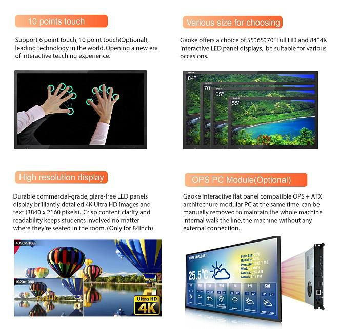 65 inch all in one wifi usb multi touch computer monitor flat panel touch screen 4