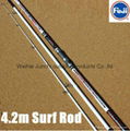 4.2m 3 Section High Carbon Surf Rod With