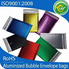 Metallic colored film bubble mailers shock resistant bubble mailers