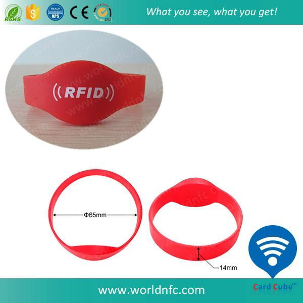 custom smart silicone wristband  MF1 S50 RFID wristband for access control 