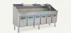 triple hand wash scrub unit