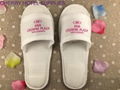 Velour custom indoor guest hotel slippers embroidary logo 1