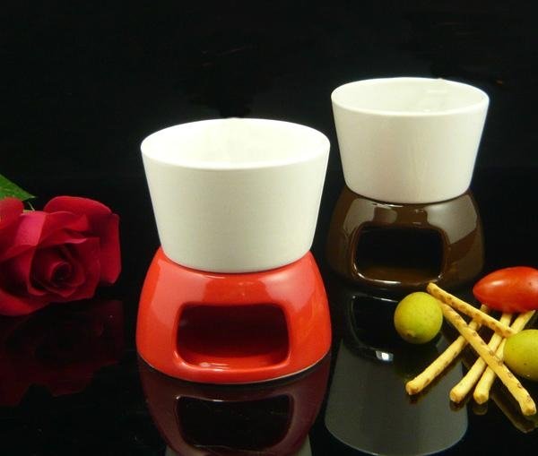 Ceramic stoneware mini fondue set