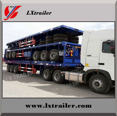 China supplier truck transport service 3 axles flat bed trailer 35ton hot sale 2