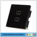 UK Standard  2 gang 1 way or 2 way Remote Control Light Touch Panel Switches