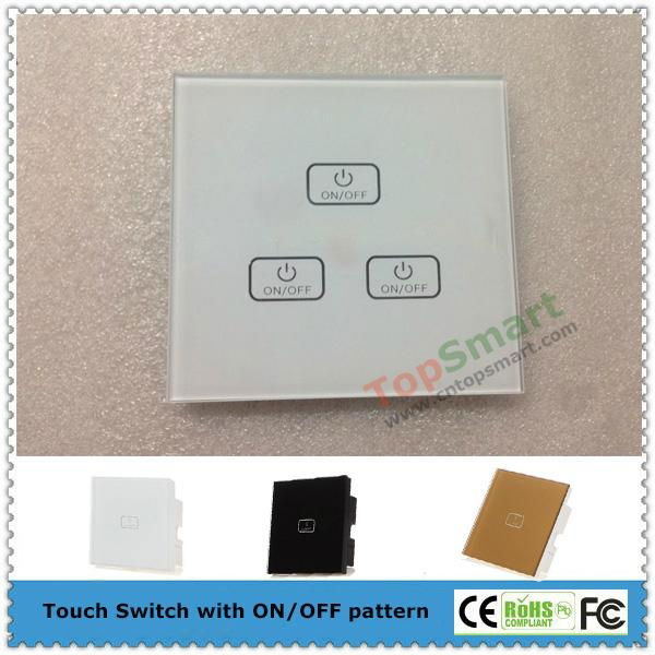 UK Standard  3 gang 1 way or 2 way Remote Control Light Touch Panel Switches 4