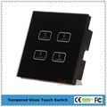 UK Standard  4 gang 1 way or 2 way Remote Control Light Touch Panel Switches 1