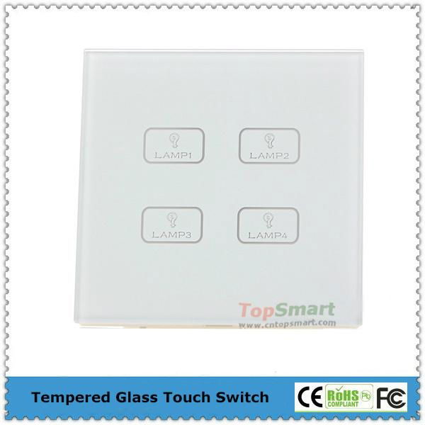 UK Standard  4 gang 1 way or 2 way Remote Control Light Touch Panel Switches 2