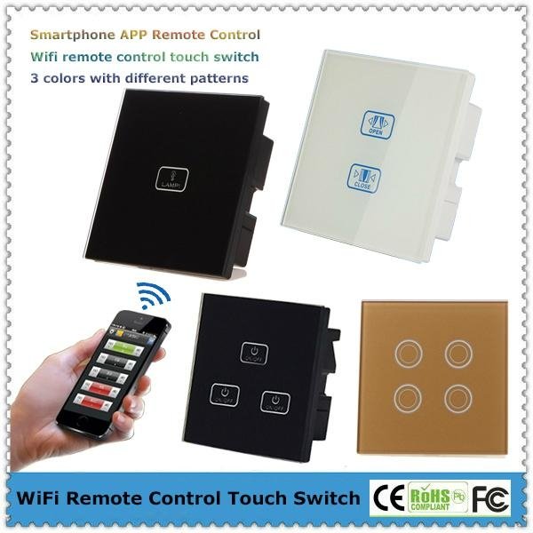 UK Type Mobile APP Remote Control Glass Touch Panel Light Switches