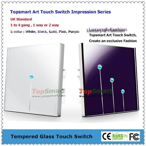 UK Standard  Art Series Toughened Glass Panel Touch Light Switches 4