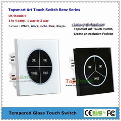 UK Standard  Art Series Toughened Glass Panel Touch Light Switches