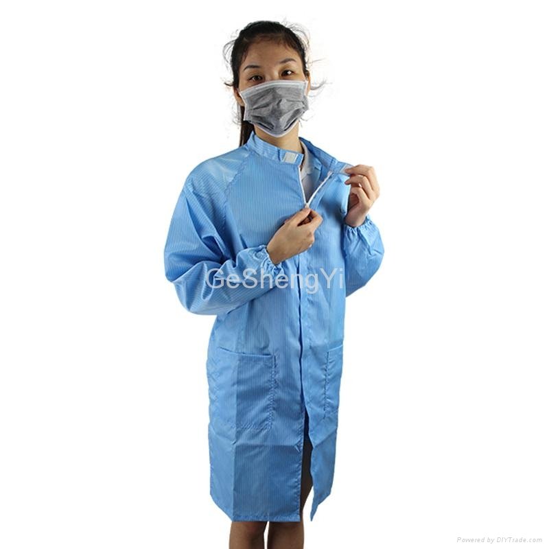 Dust Free Clean Fabric Zipper Class 100 Cleanroom Anti Static Coat  Blue Size L 4