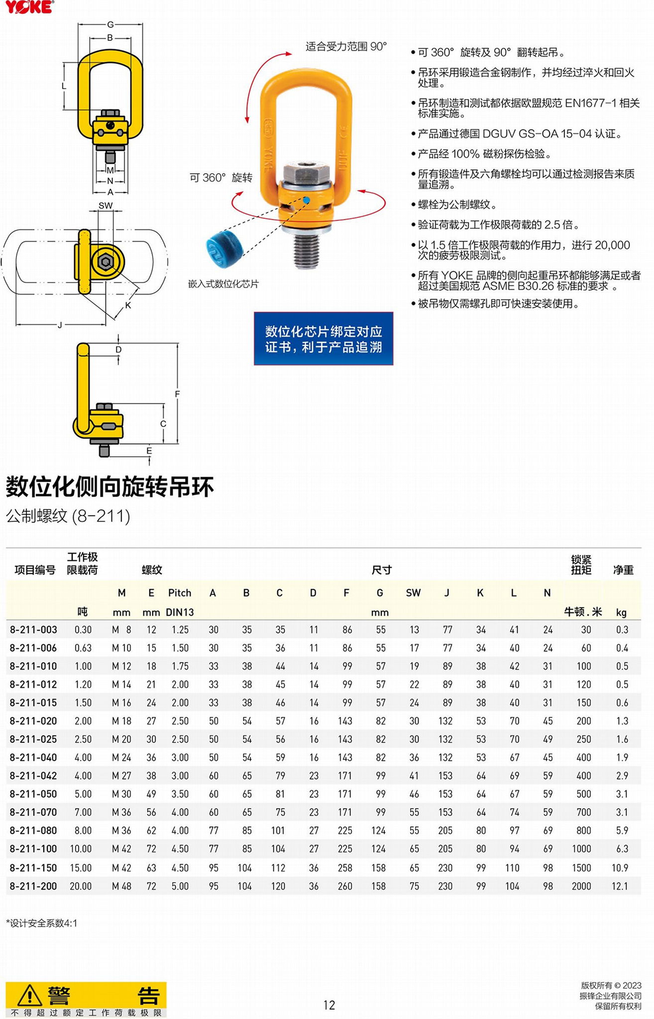 臺灣振鋒YOKE側向旋轉弔環8-211-050 M24 VLBG弔環 3