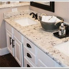 Prefab Double Sink Quartz Bathroom Vanity Top