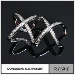 R6910 Fashion Movable Cheap Rhodium Plated Double Ring