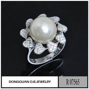 R7565 Fashionable Diamond Jewelry Rhodium Plated Pearl Jewelry