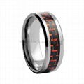 Mens comfort fit carbon fiber inlay tungsten carbide ring