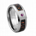 Tungsten Inlay Red Stone Rings Red-Black Carbon Fiber Rings 1