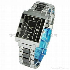 Business men tungsten & black ceramic waterproof watch 