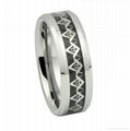 Silver Masonic Pattern Inlay Tungsten Carbide Wedding Rings 1