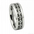 Silver Masonic Pattern Inlay Tungsten