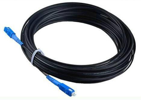 Black Jacket 1 Core FTTH Fiber Optic Cable Optical Fiber Patch Cord For CATV