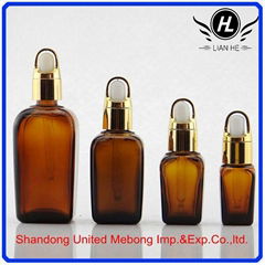 wholesale 30ml amber square shape vapor e juice glass bottle with child-proof ca