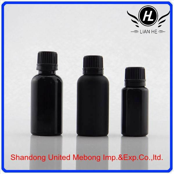 Cosmetic black frosted essential oil dropper glass bottle