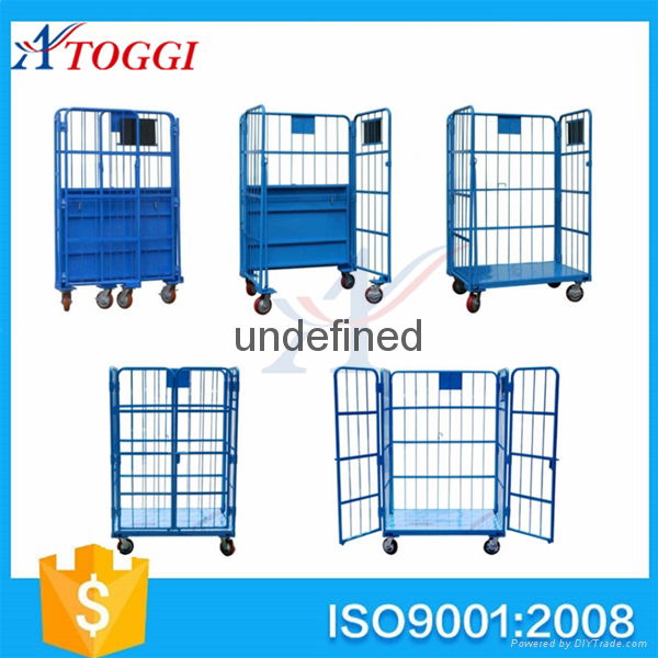 4 doors steel wire rolling metal storage cart 3