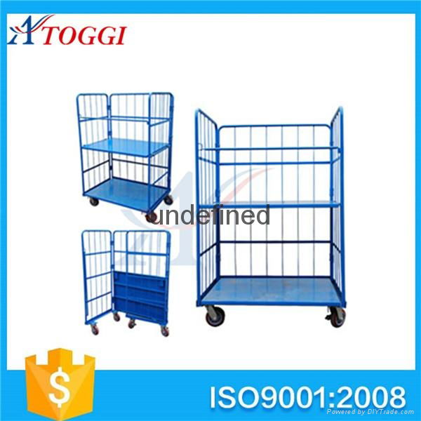 4 doors steel wire rolling metal storage cart 2