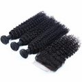 Kinky Curly 3 Bundles With Lace Closure