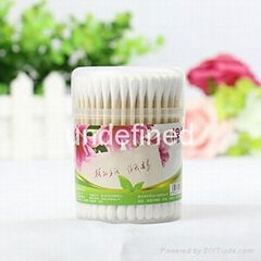 120pcs Disposable Double-end Jar Wooden Stick Cotton Buds Ear Clean Baby Care Co