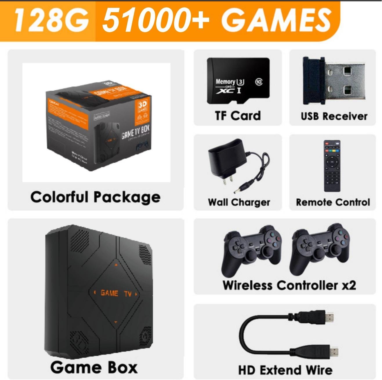  TV Box Wireless 2.4G Ultra HD Screen Game Stick with 2 Controllers 2