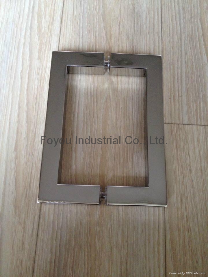 Stainless steel square tube back to back glass door handle 1